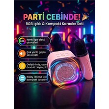 Novmark Rgb Işıklı Kablosuz Mikrofonlu Mini Karaoke Bluetooth Hoparlör Seti