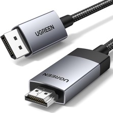 Kawin Ug Reen 4K@60Hz Displayport HDMI Kablosu Tek Yönlü Dp 1.2 - HDMI 2.0 Kablosu Hdr Aktif Alüminyum Örgülü Dp'den Hdmı'ya Dönüştürücü Çoklu Ekran Için Monitör, Projektör, Dell, Leno Vo (1m) ile Uyumlu
