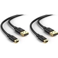 Kawin Ug Reen 2.0 A Usb-A & Mini-Usb, Şarj ve Data Kablosu, 1.5 Metre, Siyah (2 Paketi)