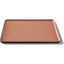 Esma Dereboy El Yapımı Porselen Kare Yemek Tabağı 26 cm Siyah/mercan