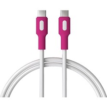 Kawin Remorax Coral Type C-C Power Delivery Hızlı Şarj Kablosu, Beyaz Kablo, Beyaz/fuşya Uçlar (120 Cm) Usb-C - Usb-C