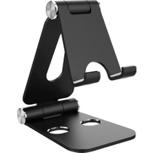 Kawin Cover Zone Tok Alüminyum Stand Çok Işlevli Döner Tablet Pc Akıllı Telefon Standı Mini Boy Masaüstü Stand Katlanabilir Cep Telefonu Telefon Tutucu L9688 Siyah
