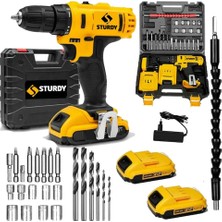 Sturdy  Turbo Şarjlı Matkap Akülü Vidalama Lion Çift Akülü Darbeli 27 Parca Usta Setli