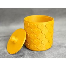 3D Baskı Kalp Desenli Kapaklı Saklama Kutusu - Iki Renkli Organizer - Sarı