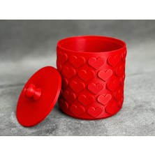 3D Baskı Kalp Desenli Kapaklı Saklama Kutusu - Iki Renkli Organizer - Kırmızı