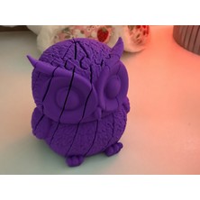 3D Baskı Hareketli Baykuş Figürü - Eklemli Flexi Oyuncak - Mor