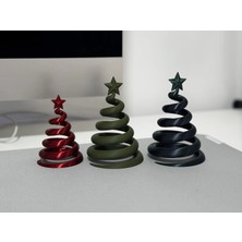 3D Baskı 3lü Spiral Yılbaşı Ağacı Seti Yıldız Tepelikli Masaüstü Süs
