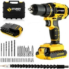 Sturdy Lıon Darbeli Turbo Şarjlı Matkap 27 Parça Uç Setli Hafif ve Taşınabilir Kullanım
