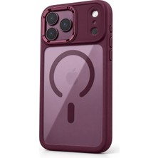 Madam Case Apple iPhone 17 Pro Max Uyumlu Bordo Armor Krom Magsafe Luxury Kılıf