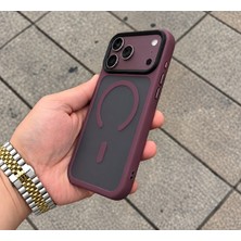 Madam Case Apple iPhone 18 Pro Uyumlu Bordo Armor Flet Magsafe Luxury Kılıf