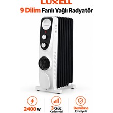 Luxell 9 Dilimli Beyaz/gri Yağlı Radyatör, Fan Destekli, Ptc Seramik Isıtıcılı, 3 Kademeli