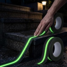 Kawin Genel Fosforlu Kaydırmaz Bant 50 mm x 3 Metre - Karanlıkta Parlayan Merdiven ve Zemin Güvenlik Bandı - Siyah Yeşil Çizgili Su Geçirmez Zımpara Bant