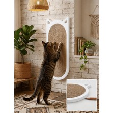 Dekoratif Ahşap Kedi Tırmalama Tahtası 20X45 cm || Jüt Ip-Doğal Kavak
