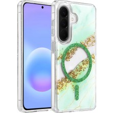 Onegif Samsung Galaxy A56 Lotus Simli Magsafe Kapak - Yeşil