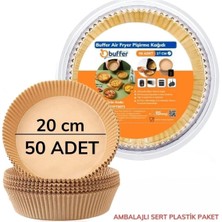 50 Adet 20 cm Air Fryer Pişirme Kağıdı Tek Kullanımlık Yağ Geçirmez Yuvarlak Tabak Model Pvc