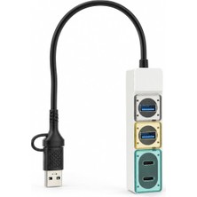 Kawin Cover Zone USB 3.2 Gen 1 Hub, 2 Usb-A ve 2 Usb-C Portlu Çoklayıcı, 5 Gbps Super Speed Veri Aktarımı, Usb-A ve Type-C 2’si 1 Arada Kablo, Windows Mac Android Pad Uyumlu | TU-5G01