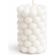 La Tarta Dekoratif Bubble Silindir Mum | El Yapımı Beyaz Mum | Minimalist Ev Dekoru | Modern Tasarım Mum | Parafin Mum