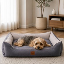Lucy Köpek Yatağı 40 × 55 × 18 cm Gri Açık Gri - Ortopedik Destekli Pet Yatağı, Yumuşak Dolgulu, Yıkanabilir, Dayanıklı Kumaşlı, Rahat Uyku Alanı Köpe