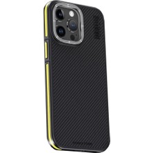 Joko Apple Iphone 15 Pro Kılıf Aramid 600D Kevlar Karbon Fiber Magsafe Kapak - Sarı