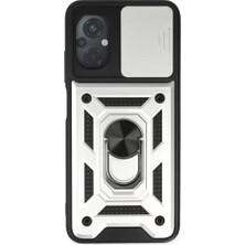 Xiaomi Poco M5 Kılıf Pars Lens Yüzüklü Silikon - Gümüş