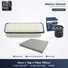 Bosch + Sardes Filtre Bakım Seti (Hava+Yağ+Polen) - Corolla E12 / Avensis T25 1.6 Vvt-I / 1.4 Vvt-I (Polen Sardes SC557)