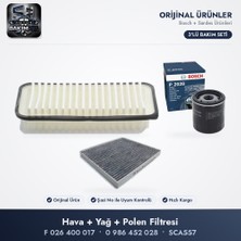 Bosch + Sardes Filtre Bakım Seti (Hava+Yağ+Polen) - Corolla E12 / Avensis T25 1.6 Vvt-I / 1.4 Vvt-I (Karbonlu Polen Sardes SCA557)
