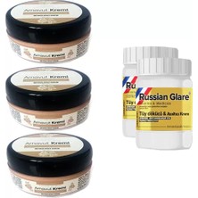 Three Brand Whitening Cream 50 ml Arnavut Kremi Aklık Kremi 3 Adet + Russıan Glare Tüy Dökücü Azaltıcı Merhem 50 ml 2 Adet