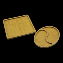 Just Cheap Store Ahşap Sunum Tepsisi - Kare ve Dalgalı Oval Model