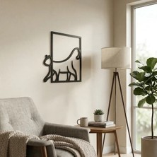 Hubrendy Bez Modern Kedi Duvar Tablosu Mdf Lazer Kesim Minimal Kedi Figürlü Duvar Süsü Şık Dekor