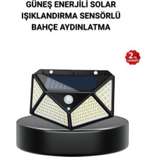 Solar Bahçe Lambası 100 LED Hareket Sensörlü Güneş Enerjili Aydınlatma