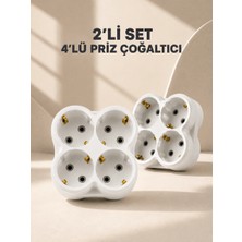 Kablosuz Priz Çoklayıcı 4’lü Duvar Tipi Kompakt Priz Çoğaltıcı 2’li Set