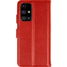 Eldenör Samsung Galaxy M31S Kılıf Trend S Plus Kapaklı Kılıf - Kırmızı