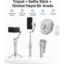 3 Eksen Telefon Gimbal Stabilizer Yapay Zeka Takipli Katlanabilir Dahili Dolgu Işıklı Video Sabitleyici