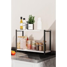 Vera Concept Store Metal Mutfak Tezgah Düzenleyici Raf, 2 Katlı Baharatlık_beyaz