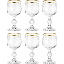 Vera Concept Store Claudia Bohemia Kristal Kadeh Seti, 6'li, Altın Yaldız Detaylı, 150 ml