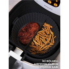 Vera Concept Store Airfryer 2 Bölmeli Pişirme Kabı Siyah Renk - Airfryer Pişirme Kağıdı Silikon Aksesuar - Bpa Free