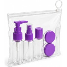 Vera Concept Store 5 Parça Seyahat Şişe Seti, 30 ml Doldurulabilir Şampuan Krem Parfüm Şişeleri, Pompalı Spreyli Kozmetik Şişe ve 10 ml Krem Kavanozu, Taşıma Çantalı Sey