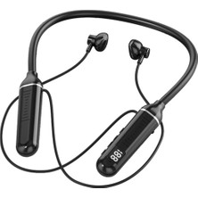 Vera Concept Store TB04 Boyun Bantlı Bluetooth Kulaklık, Dijital Gösterge, 100 Saat Müzik Dinleme, Siyah