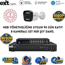 Vera Concept Store Exitcam 8 Kameralı 5 Mp Ip Poe Güvenlik Kamera Seti – Meb Yönetmeliğine Uygun, 90 Gün Kayıt, 10 Tb Hdd, 100 Metre Kablo, Sesli ve Gece Renkli