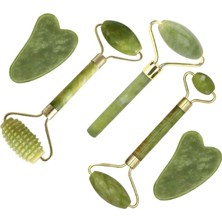 Vera Concept Store Jade Roller Gua Sha Seti, Yeşim Rulo Yüz Rulosu, Yüz Rulosu Masaj Cihazı, Yüz Masaj Rulosu, Cilt Bakım Araçları (5'i 1 Arada)