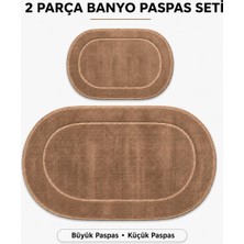 Vera Concept Store Rixos 2'li Banyo Halısı Paspası Seti Kaymaz Tabanlı Klozet Takımı, A.kahve