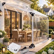 Vera Concept Store Kuşgözü Şeffaf Tente, 3,9 x 5 M Pvc Su Geçirmez Dış Mekan Koruması, Pergola, Sera, Balkon, Teras, Bahçe Halatı Için 420 G/m² Kalın Uv Dirençli ve Yırt