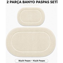 Vera Concept Store Rixos 2'li Banyo Halısı Paspası Seti Kaymaz Tabanlı Klozet Takımı, Krem