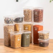 Vera Concept Store 1175 12'li Etiketli Renkli Kapaklı Gıda Kavanoz Saklama Kabı Seti Erzak Kabı Organizer Şeffaf Kapak