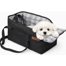 Vera Concept Store Araç Konsol Üstü Köpek Koltuğu -Minderli Köpek Yatağı, Evcil Hayvan Kedi Taşıma Seyahat Çantası Siyah -Gri