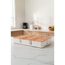 Vera Concept Store Valverdi - 6'li 13 Parça Plastik Kahvaltılık Kahvaltı Seti Sunum Seti Bambu Görünüm
