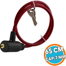 Vera Concept Store Bisiklet Kilidi 65 cm Halat Zincir Çelik Kilit Çap 10 mm Ø Hırsız Önle Güvenlik 1 Adet Kırmızı Renk