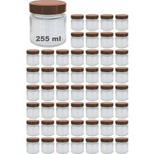 Vera Concept Store 255 ml Kavanoz Metal Derin Kapaklı 255 cc Şeffaf Reçel, Marmelat Cam Kavanoz Deep 50 Adet (Bakır Kapak)