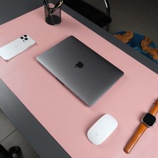 Vera Concept Store Jersey Lüks Deri Masa Pedi - Hakiki Dana Derisi Kaymaz Masa Matı 91X48CM & 37X80CM Büyük Mouse Pad Gaming Ofis Ev Masaüstü Koruyucu (Pembe, 91X48CM)