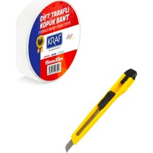 Vera Concept Store Çift Taraflı Köpük Bant, 15MM x 5m, Beyaz, Maket Bıçağı Hediyeli